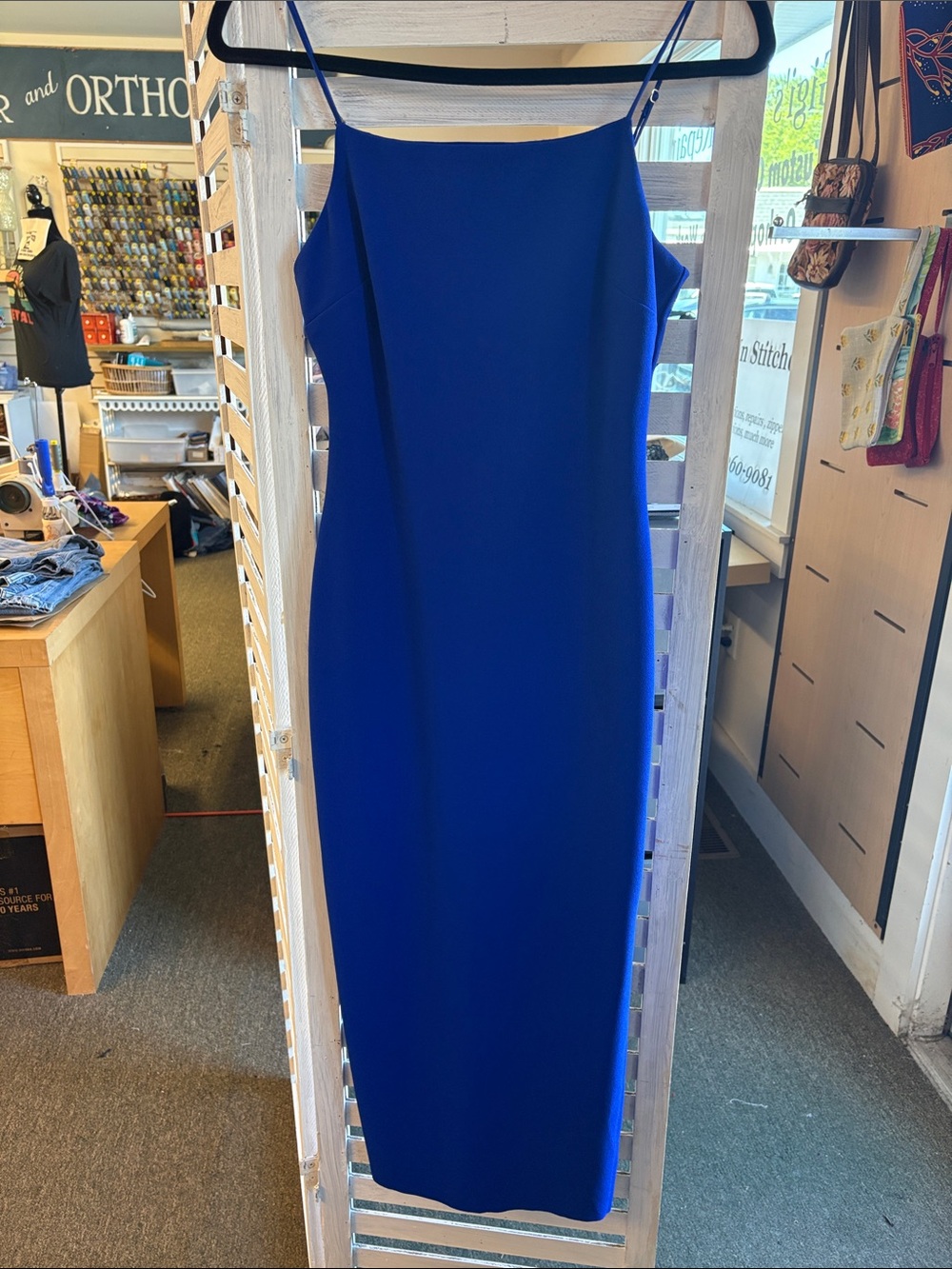 Lavender Brown Cobalt Blue Spaghetti-Strap Maxi Dress